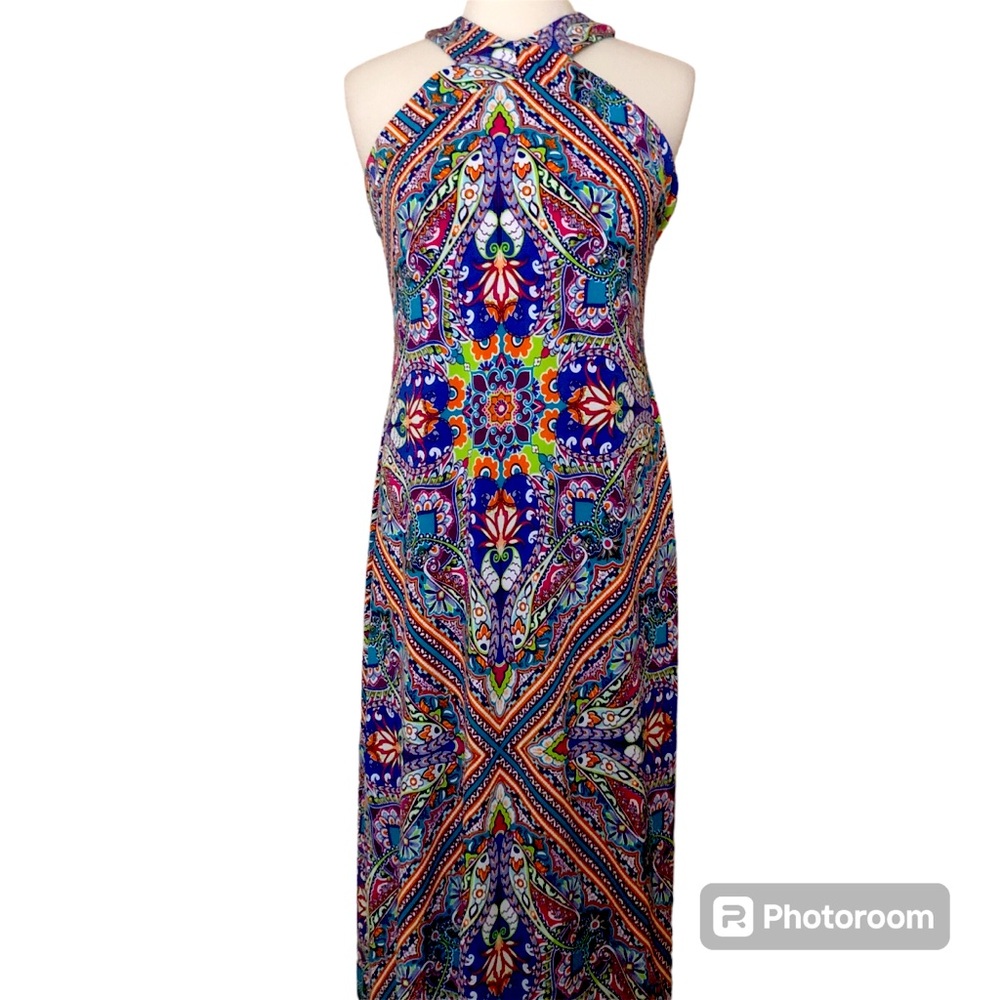 Summer High Cut in Neckline Maxi Dress